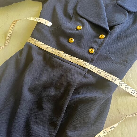 Vintage Butte Knit Navy Blue Double Breasted Long Princess Coat Size S - Picture 6 of 6